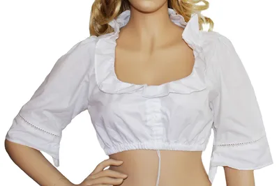 Produktbild von Dirndlbluse dirndel bluse Trachtenbluse Trachtenmode Weiß, Größe:48