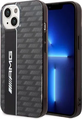 Image de Coque arrière AMG pour iPhone 14 - Double couche - Motif carbone - Gris