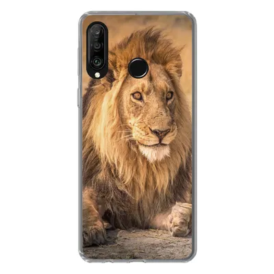 Produktbild von MuchoWow® Handyhülle Schutzhülle Hülle für Huawei P30 Lite Löwe - Nahaufnahme - Savanne Silikon Softcase Handy Hülle - Handyhülle
