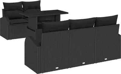 Produktbild von vidaXL Gartensofa-set 6 Stk. Schwarz Poly Rattan
