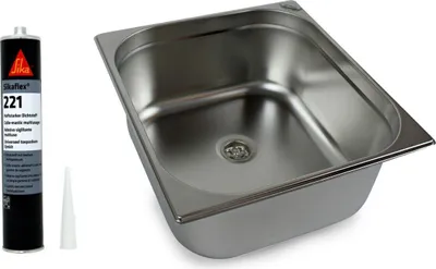 Image de Evier en inox Camping Evier +vidange 354x325x150 mm + colle