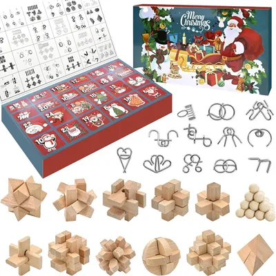 Obrázek produktu pro Adventní kalendář 2026 s puzzle pro děti – 24denní vánoční kalendář s kovovými puzzle