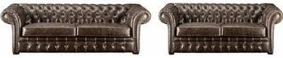 Produktbild von Chesterfield Garnitur 3+2 - Vintage Leder - Braun - CLOTAIRE