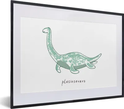 Produktbild von MuchoWow® Gerahmtes Poster Kinderzimmer - Plesiosaurier - Dinosaurier - Junge - Mädchen - Kind 40x30 cm - Poster mit Schwarzem Bilderrahmen Wandposter Rahmen Foto Bilder - Bilderrahmen - Poster im Rahmen