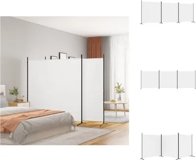 Obrázek produktu pro vidaXL 3-dílný paraván bílý 525x180 cm látka - rozdělovač místností