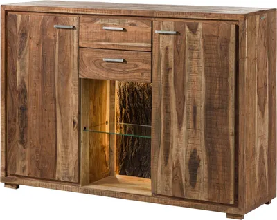 Immagine prodotto di MASSIVMOEBEL24 | BARK #114 Credenza in legno di acacia laccato / natur 145x40x101