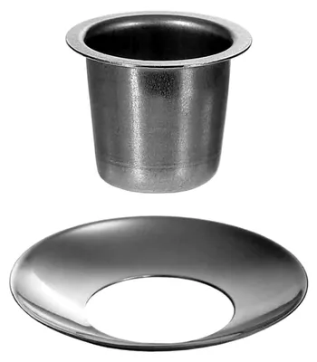 Produktbild von Konischer Kerzenhalter Silber 22mm - Tülle und Tropfenfänger einzeln oder im Set - passende Kerzentülle für Spitzkerzen, Größe: Tülle + Fänger 4er Set