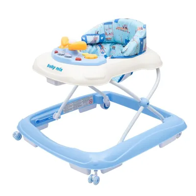 Obrázok produktu pre Detské chodítko Baby Mix s volantom a silikónovými kolieskami modré