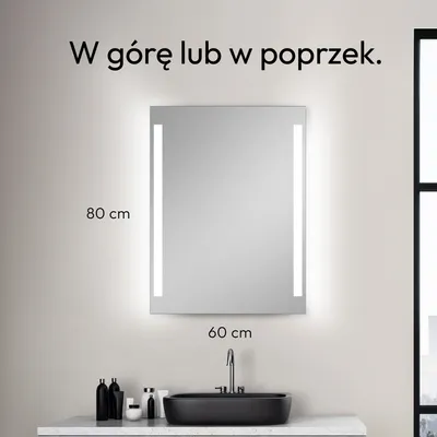Zdjęcie produktu dla Lustro ?azienkowe z o?wietleniem TALOS Lustro ?azienkowe LED z o?wietleniem 80 x 60 cm - dzi?ki aluminiowej obudowie nadaje si? do wilgotnych pomieszcze? - neutralna biel