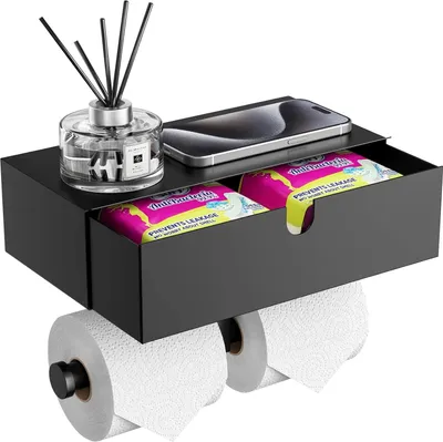 Produktbild von Toilettenpapierhalter mit Organizer - Diskrete Aufbewahrung - 1 Stück - Edelstahl