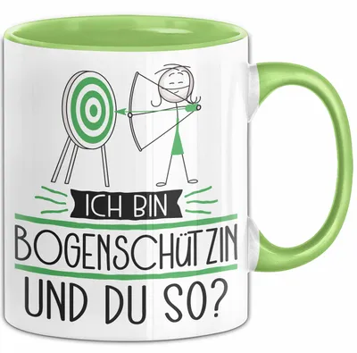 Produktbild von Bogenschützin Tasse Geschenk Ich Bin Bogenschützin Und Du So Geschenkidee Lustiger Spruch Becher (Grün)