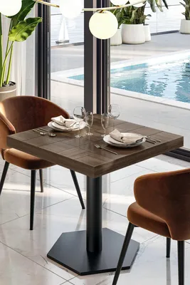 Produktbild von CA | Bistro Tisch | B:T 70 x 70 cm | H 78 cm | Walnuß | Gestell: Schwarz | Bistrotisch Gastro Tisch
