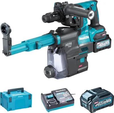 Image de Perfo-burineur SDS-Plus 40V max 28 mm AWS - MAKITA - avec 2 batteries 40V 4.0Ah - chargeur - MakPac- HR002GM204