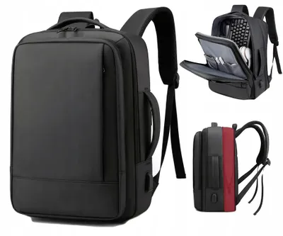 Produktbild von Herren Rucksack Laptop Arbeit Reise USB Schwarz Business
