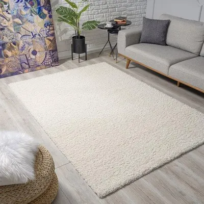 Produktbild von Unyqoos® Hochflor-Shaggy-Teppich – Creme, 80×150 cm, 100% Soft Touch Polypropylen, 35 mm Florhöhe, weich & pflegeleicht