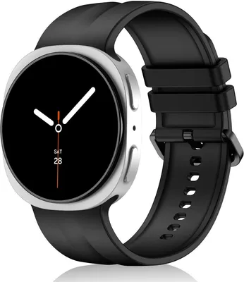 Produktbild von Stravo Sportarmband aus weichem Silikon für Samsung Galaxy Watch 9/8 40/44 mm & Watch 8 Classic 46 mm – M/L – Schwarz