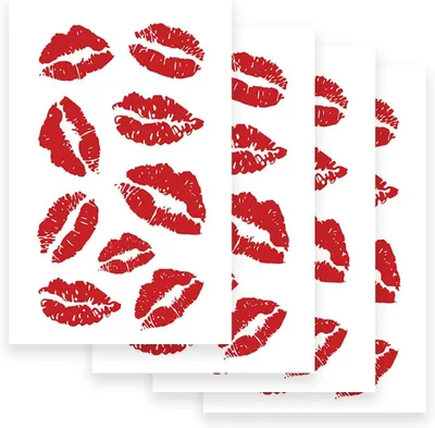 Imagen del producto de Tatuajes temporales para niños, paquete de 4 unidades, pegatinas para tatuajes de labios, de colores, para niños