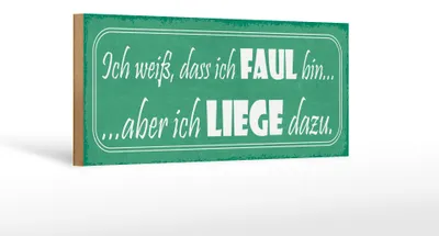 Produktbild von Holzschild Spruch 27x10cm ich bin faul aber ich liege dazu
