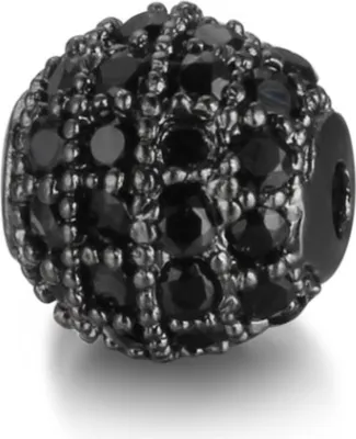 Produktbild von Schmuck-Perlen 3 Stück, Charm für Armbänder glitzernd, 6 mm, Schwarz