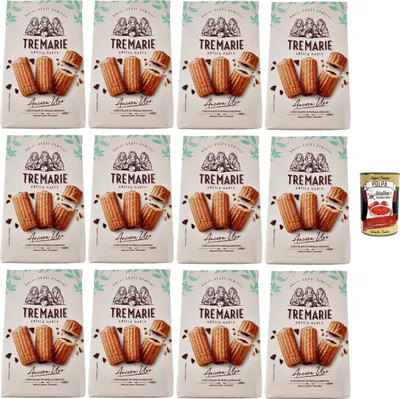 Produktbild von Tre Marie Ancora Uno Cioccolato in Frolla Krumiro, Kekse Krumiri mit Kakao 12x 315g cookies biscuit altmodisches Gebäck 100% Italienische Kekse + Italian Gourmet polpa 400g