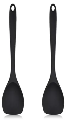 2 Silikonspatel, flexibel, nahtlos, 27,5 cm, schwarz