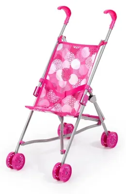 Productafbeelding van Bayer Design 30541AA Poppenwagen, poppenwagen met geïntegreerde veiligheidsgordel, gemakkelijk op te vouwen, inklapbaar, wit, roze met een modern design