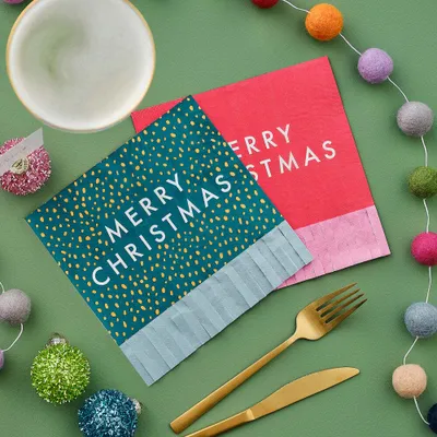 Produktbild von 16 Eco Christmas Party Servietten mit Fransen