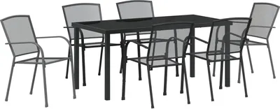 Produktbild von Möbel 7-teiliges Garten-Ess-Set Anthrazit Stahl - Gartenstühle 3379286