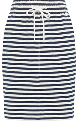 Produktbild von Damen Rock mit Streifenmuster, elastischer Taille und Kordelzug Blau Größe S