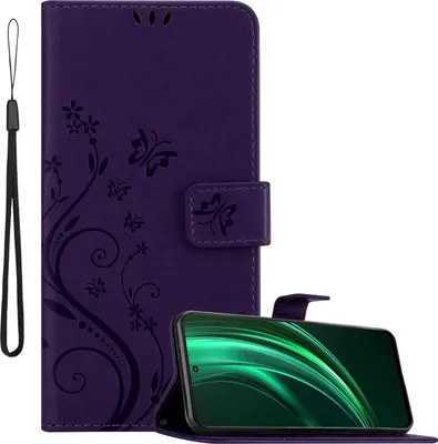 Image de Cadorabo Housse pour Realme 13 Housse en FLORAL VERT LILAIS Housse de protection au design floral avec fermeture magnétique, fonction de rangement et porte-cartes Book Case Cover