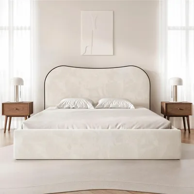 Produktbild von Polsterbett Rotello 180x200 cm Weiß Chenille Stoff – Bettkasten, Lattenrost