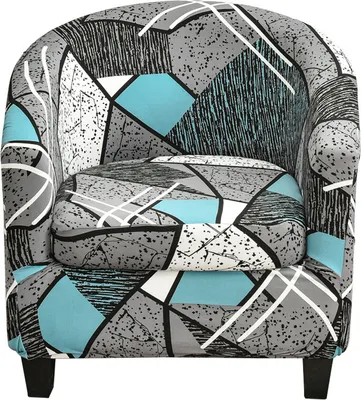 Produktbild von 2 Stück Stretch-Couchbezug Bedruckter Clubsesselbezug Geometrisches Muster Wannenstuhlbezug, Geometrisches Spleißen