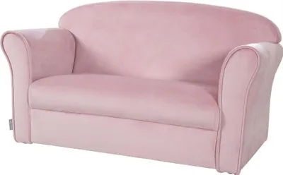 Produktbild von roba "Lil Sofa" dětská pohovka s područkami, pohodlný dětský gauč čalouněný růžovou sametovou látkou