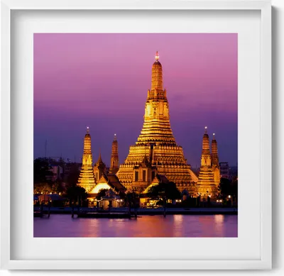 Produktbild von Tempel in Bangkok Thailand– Wandbild mit Rahmen – Gerahmtes Bild  – Wanddekoration – 50x50 cm –  Weiß Rahmen