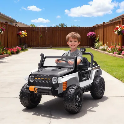 Immagine prodotto di Macchina elettrica per bambini a 12V con telecomando | Colore: Bianco | Dimensioni: 70,3 x 123,5 x 71,3 cm