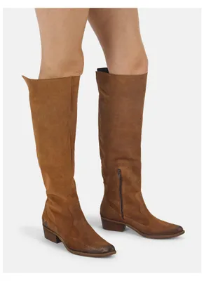 Produktbild von Lederstiefel WEST D206 im Western-Stil, hoher Schaft, niedriger Absatz, abgerundete Zehenpartie