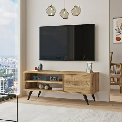Image de Max - Meuble TV, 110x40x44 cm Chêne Brun, une Étagère