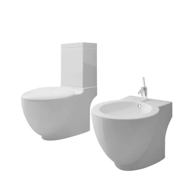 Zdjęcie produktu dla vidaXL Zestaw toaletowo-bidetowy biały ceramiczny