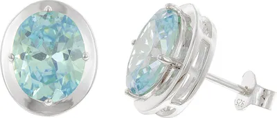 trendor 21340-03 Damen-Ohrringe 925 Silber Zirkonia-Ohrstecker Swiss Blue 1
