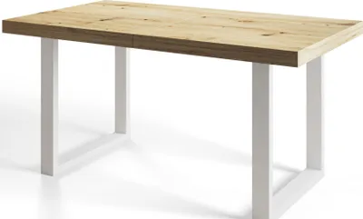 Obrázek produktu pro Průmyslový jídelní stůl LOFT-U, velikost: 200X100X77 cm, barva stolu v obývacím pokoji: ARTISAN, s kovovými nohami v bílé barvě