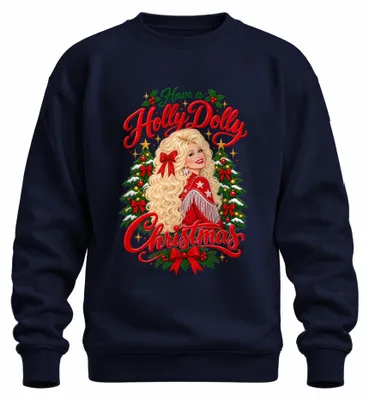 Productafbeelding van Holly Dolly Christmas Country zangeres Nashville sweatshirt, marineblauw, maat S