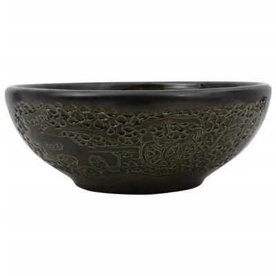 Zdjęcie produktu dla vidaXL Umywalka nablatowa czarna okrągła Ø41x14 cm ceramiczna