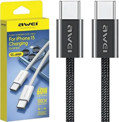 Immagine prodotto di Cavo Awei Cl-219T Usb-C Na Usb-C60W Czarny/Nero Iphone 15