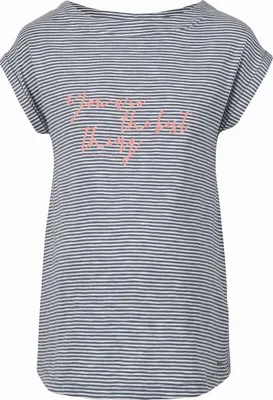 Immagine prodotto di T-shirt premaman ombelico a righe grigie, cotone organico