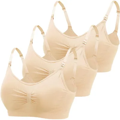 Produktbild von ZESLIV Damen Nahtloser Still-BH aus Baumwolle 3er Pack Schwangerschafts BH Hautf