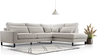 Productafbeelding van AX LIVING Hoekbank beige/ecru Castellio – Zithoek in L-vorm, model 314 R