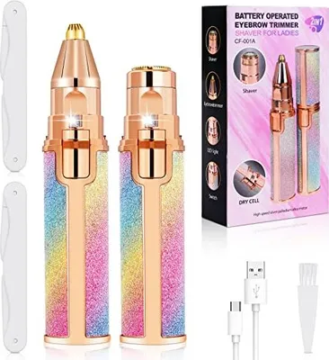Produktbild von Acwoo wiederaufladbarer Augenbrauenschneider, 2-in-1-Gesichtsbehaarung Frauen, elektrische USB-Entfernung, schmerzfreie Trimmer Frauen LED-LICHTLICHE