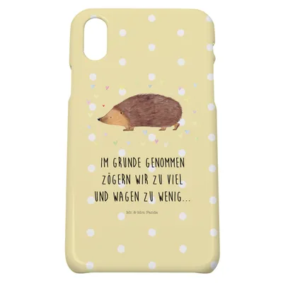 Produktbild von Mr. & Mrs. Panda Iphone 10 Handyhülle Igel Herzen - Gelb Pastell - Geschenk, Vertrauen, Cover, Herz, Hülle, Leben, Liebe, Handy, X, Lustige Sprüche