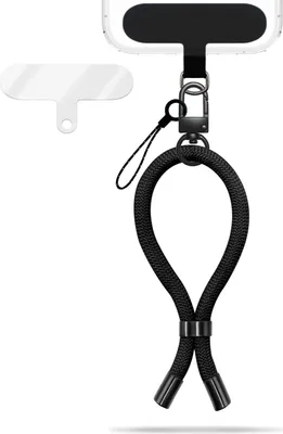 Produktbild von Wristy Edition - Lanyard Universal Handykette - Handgelenk-Schlaufe mit Metall-Karabiner -  Midnight Schwarz