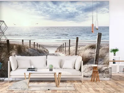 Produktbild von Vlies Fototapete Strand Meer 400x280 cm Tapeten Wandtapete XXL Landschaft Vögel Natur c-C-10032-a-b